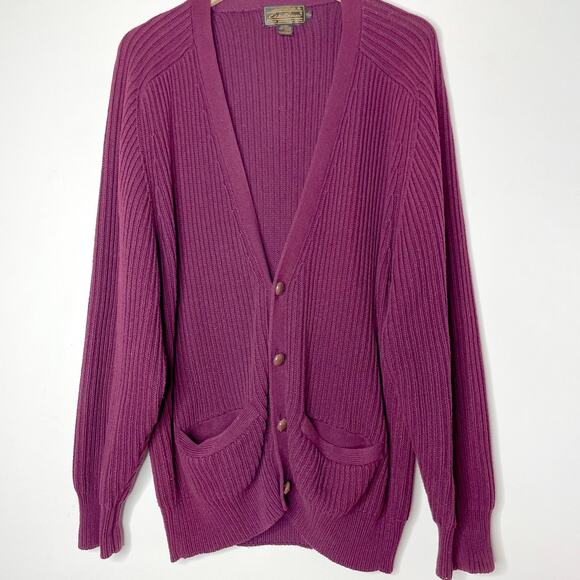 Vintage 80s 90s Eddie Bauer Preppy Ivy Cardigan Grandpa Sweater XL (tagged M) - Picture 1 of 6